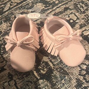 Pink Baby Moccasins with Fringe